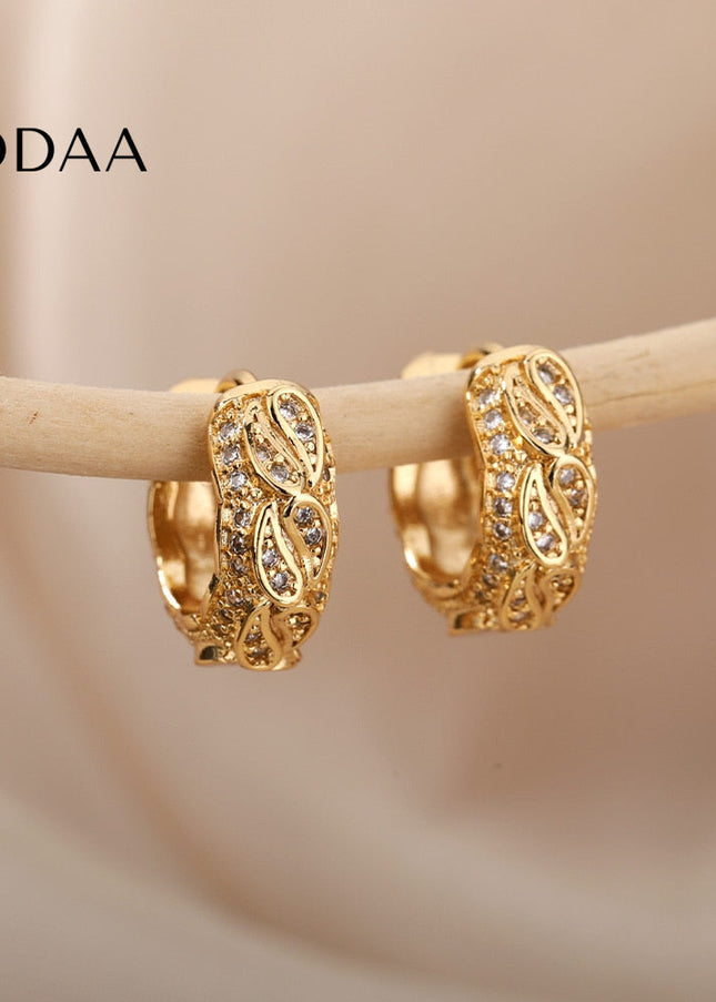 Maurice Earrings | Gold Silver Zirconia Statement Luxury Hoop Earrings - Earrings