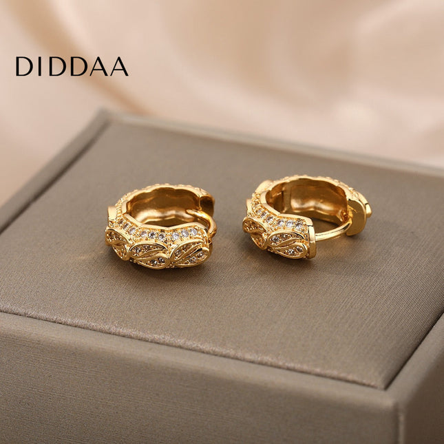 Maurice Earrings | Gold Silver Zirconia Statement Luxury Hoop Earrings - Earrings