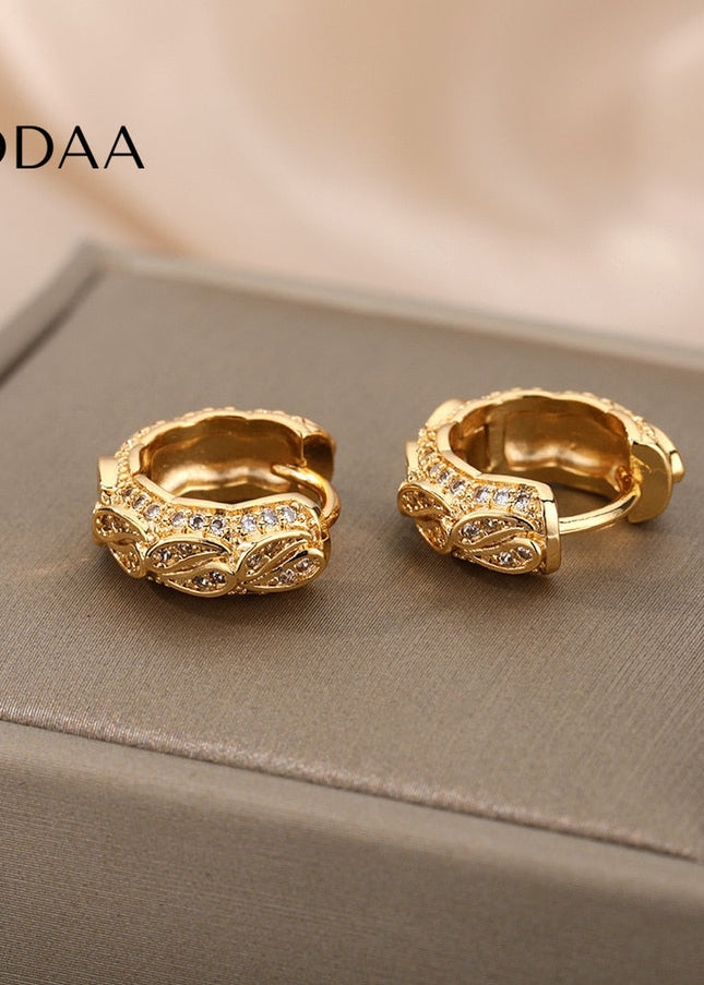 Maurice Earrings | Gold Silver Zirconia Statement Luxury Hoop Earrings - Earrings