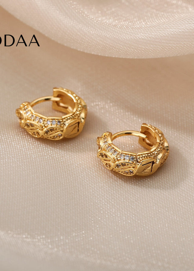 Maurice Earrings | Gold Silver Zirconia Statement Luxury Hoop Earrings - Earrings