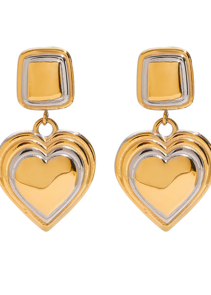 Jieding European and American stainless steel color-blocked love earrings high-end sense light luxury niche earrings titanium steel earrings cross-border jewelry