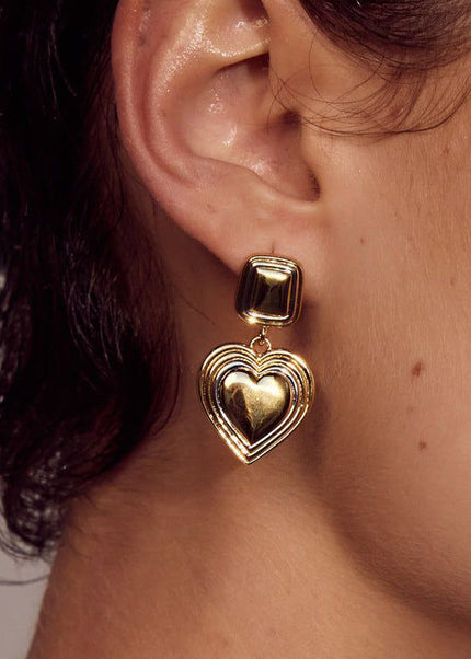 Jieding European and American stainless steel color-blocked love earrings high-end sense light luxury niche earrings titanium steel earrings cross-border jewelry