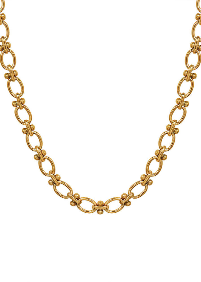 Marka French style ins style European and American clavicle chain i cold wind choker chain stitching wild necklace titanium steel 18K gold
