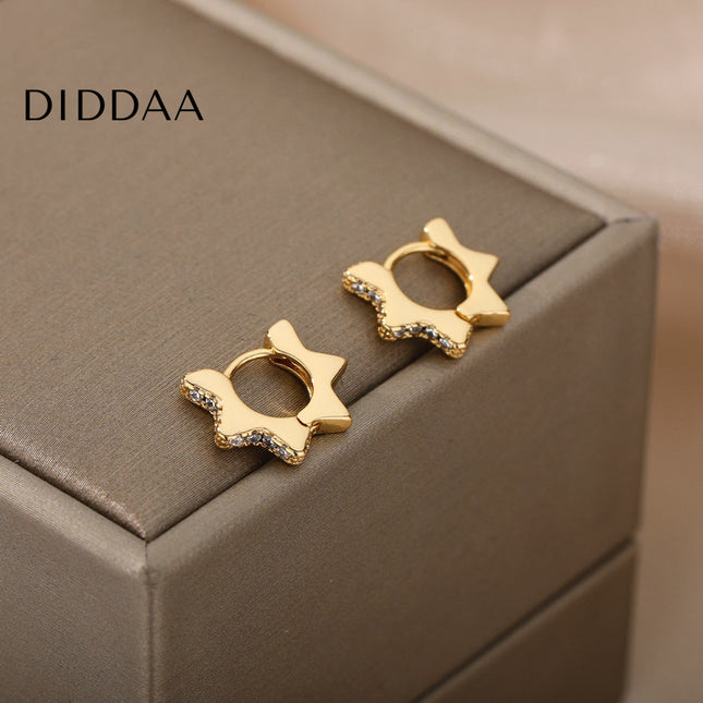 Merci Earrings | Gold Hollow Star Stud Earrings - Earrings