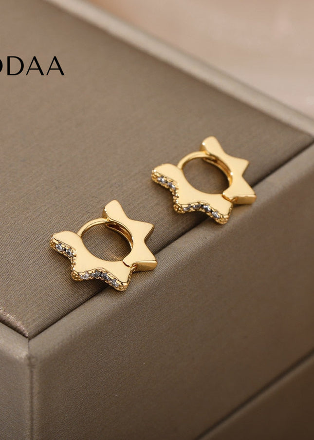 Merci Earrings | Gold Hollow Star Stud Earrings - Earrings