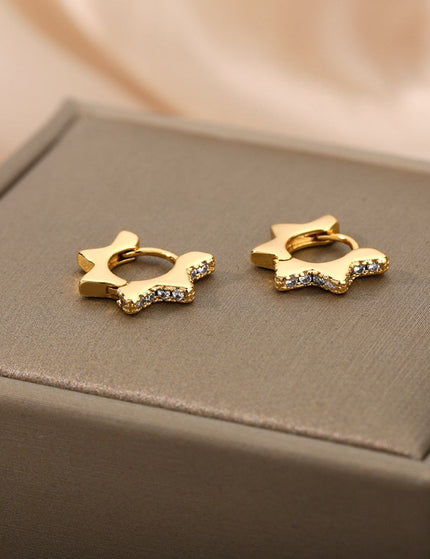 Merci Earrings | Gold Hollow Star Stud Earrings - Gold - Earrings