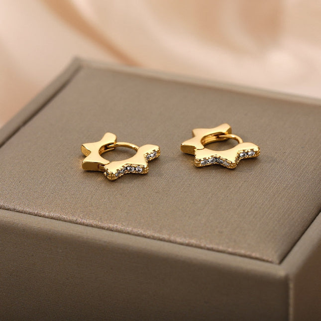 Merci Earrings | Gold Hollow Star Stud Earrings - Gold - Earrings