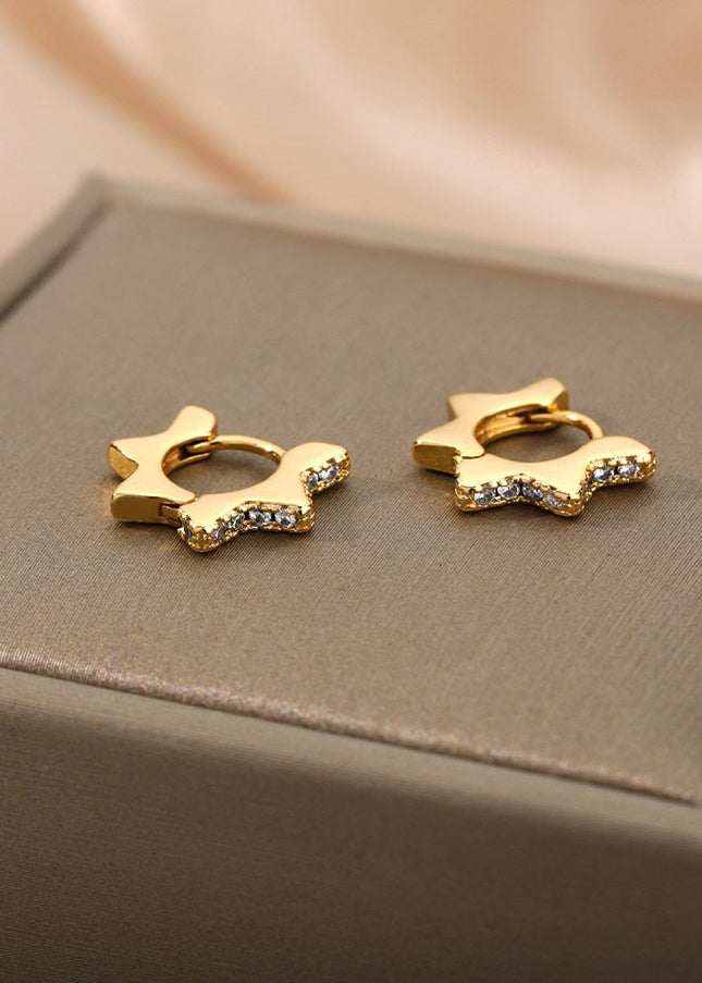 Merci Earrings | Gold Hollow Star Stud Earrings - Gold - Earrings
