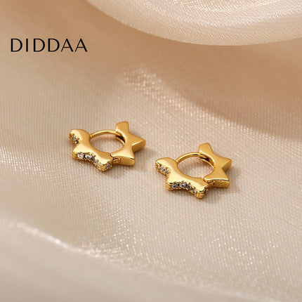 Merci Earrings | Gold Hollow Star Stud Earrings - Earrings