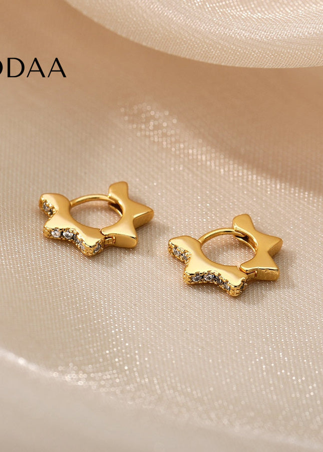 Merci Earrings | Gold Hollow Star Stud Earrings - Earrings