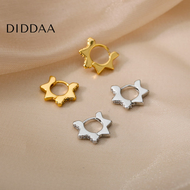 Merci Earrings | Gold Hollow Star Stud Earrings - Silver - Earrings