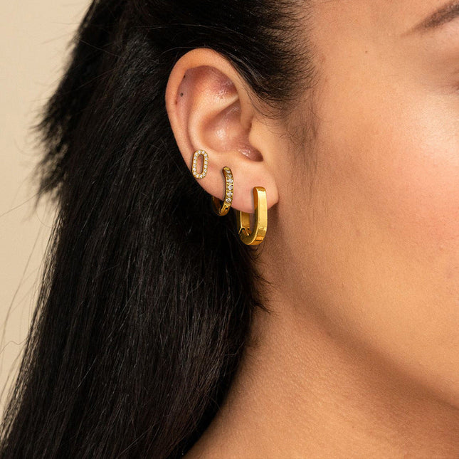 Jieding European and American three pairs of stainless steel circle rhinestone earrings premium sense earrings titanium steel earrings cross-border earring