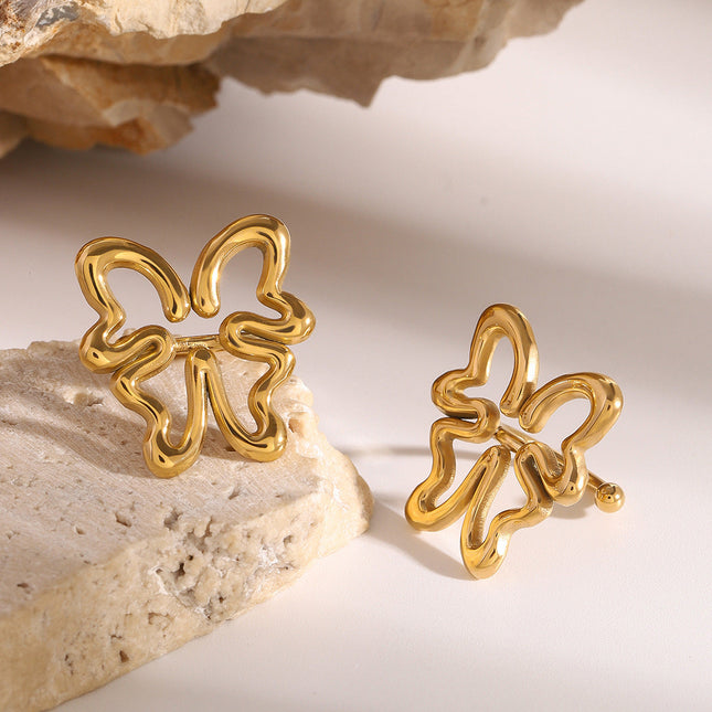 Jieding European and American stainless steel hollow butterfly no ear piercing, ear bone clip, high-end niche earrings, titanium steel earrings, cross-border