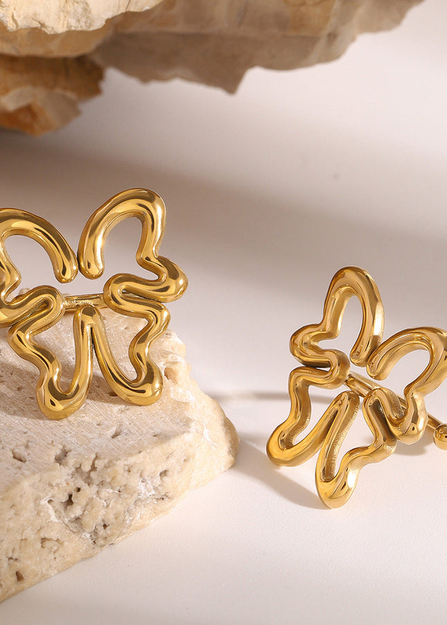 Jieding European and American stainless steel hollow butterfly no ear piercing, ear bone clip, high-end niche earrings, titanium steel earrings, cross-border