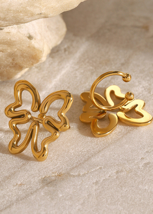 Jieding European and American stainless steel hollow butterfly no ear piercing, ear bone clip, high-end niche earrings, titanium steel earrings, cross-border