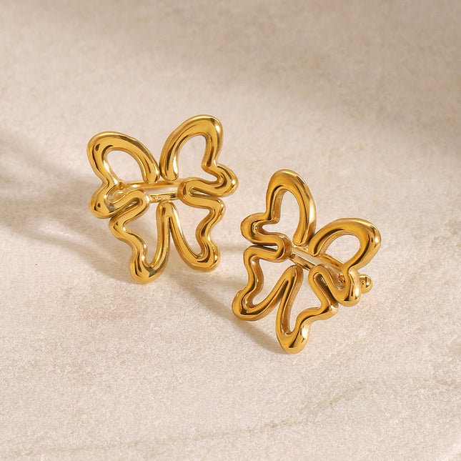 Jieding European and American stainless steel hollow butterfly no ear piercing, ear bone clip, high-end niche earrings, titanium steel earrings, cross-border