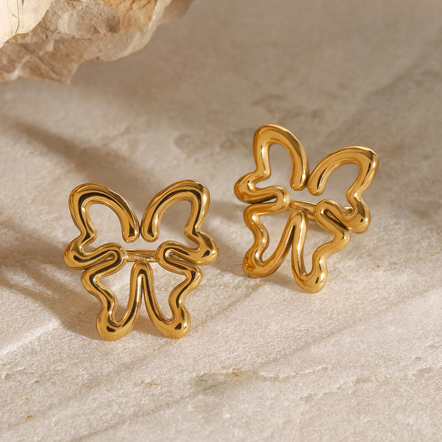 Jieding European and American stainless steel hollow butterfly no ear piercing, ear bone clip, high-end niche earrings, titanium steel earrings, cross-border