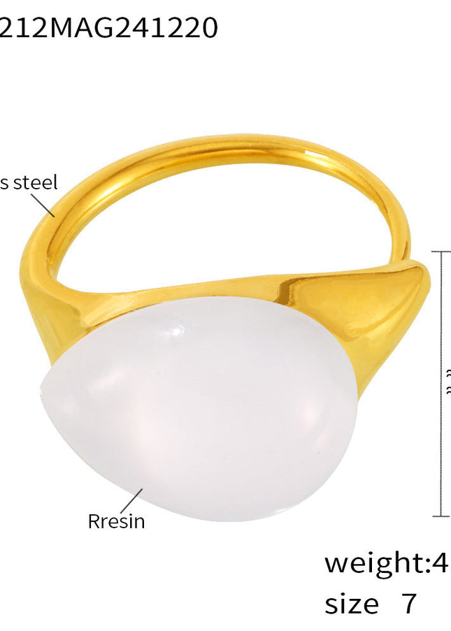 Mili high-quality multi-color droplet resin opening adjustable stainless steel rings in Europe and the United States cross-border spot supply