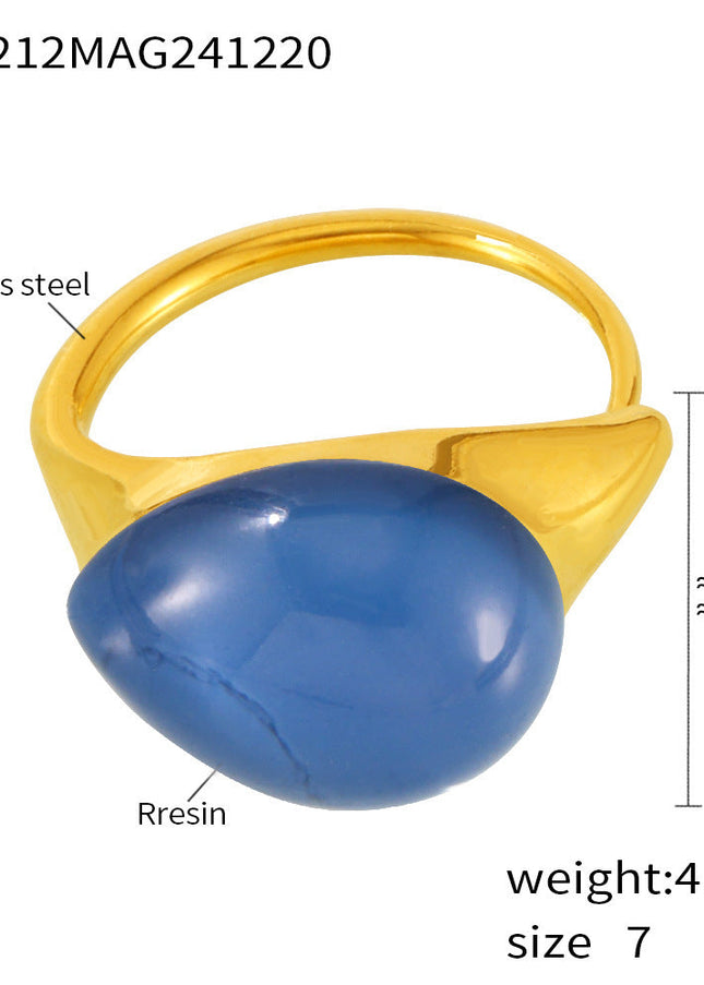 Mili high-quality multi-color droplet resin opening adjustable stainless steel rings in Europe and the United States cross-border spot supply