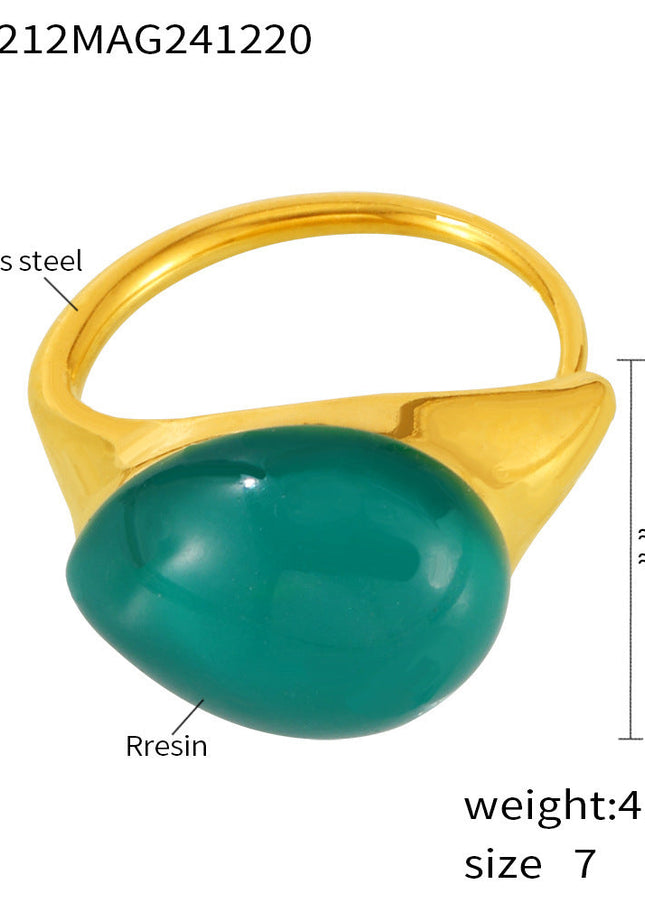 Mili high-quality multi-color droplet resin opening adjustable stainless steel rings in Europe and the United States cross-border spot supply