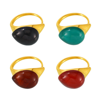 Mili high-quality multi-color droplet resin opening adjustable stainless steel rings in Europe and the United States cross-border spot supply