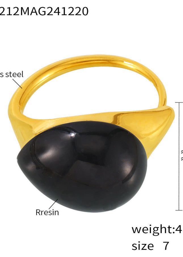 Mili high-quality multi-color droplet resin opening adjustable stainless steel rings in Europe and the United States cross-border spot supply