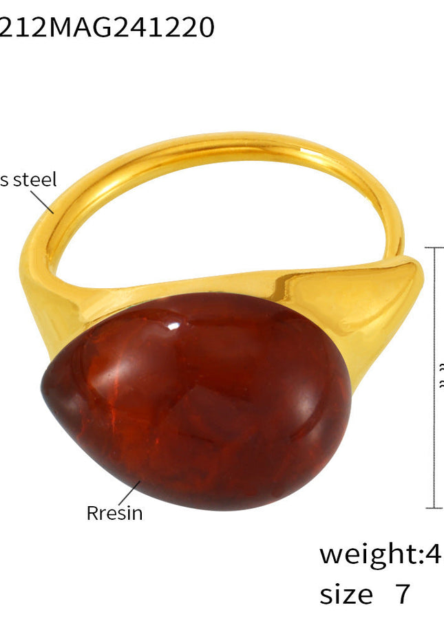 Mili high-quality multi-color droplet resin opening adjustable stainless steel rings in Europe and the United States cross-border spot supply