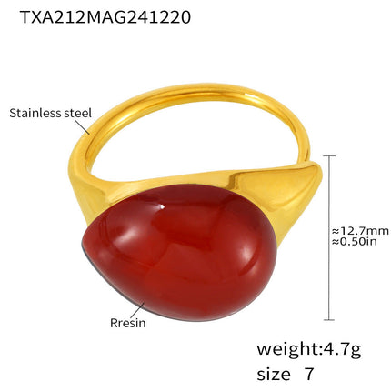 Mili high-quality multi-color droplet resin opening adjustable stainless steel rings in Europe and the United States cross-border spot supply
