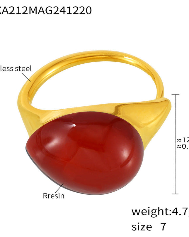 Mili high-quality multi-color droplet resin opening adjustable stainless steel rings in Europe and the United States cross-border spot supply