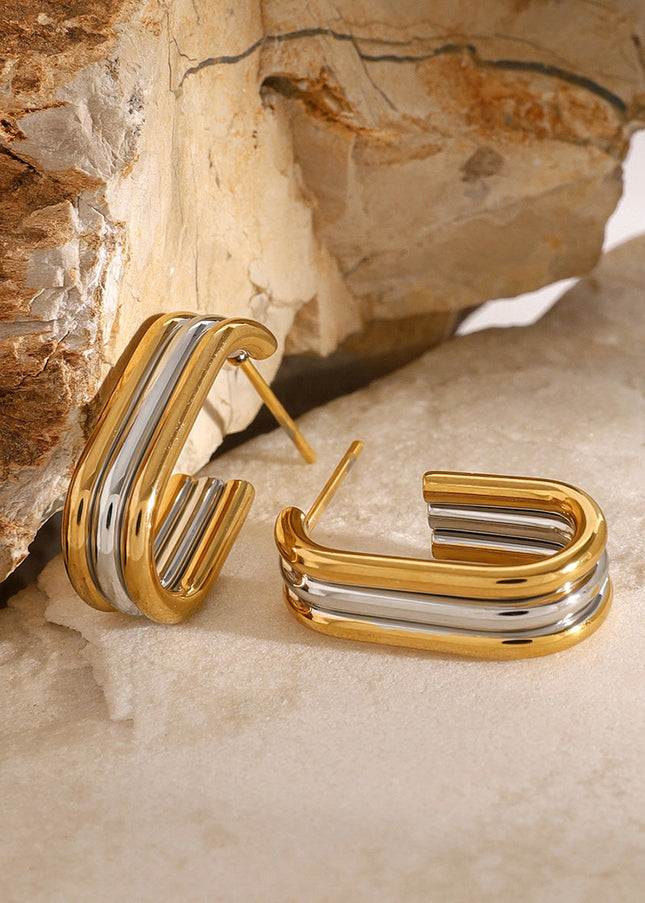 Jieding stainless steel contrast earrings, high-end ins, studs, titanium steel earrings, European and American cross-border non-fading jewelry