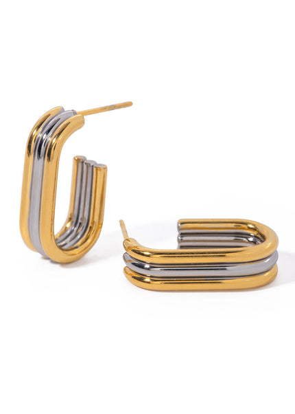 Jieding stainless steel contrast earrings, high-end ins, studs, titanium steel earrings, European and American cross-border non-fading jewelry