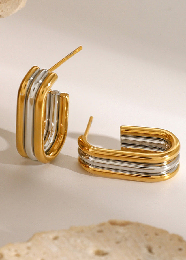 Jieding stainless steel contrast earrings, high-end ins, studs, titanium steel earrings, European and American cross-border non-fading jewelry