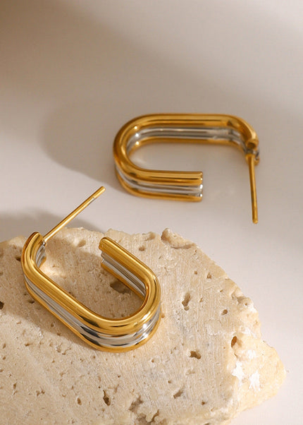 Jieding stainless steel contrast earrings, high-end ins, studs, titanium steel earrings, European and American cross-border non-fading jewelry