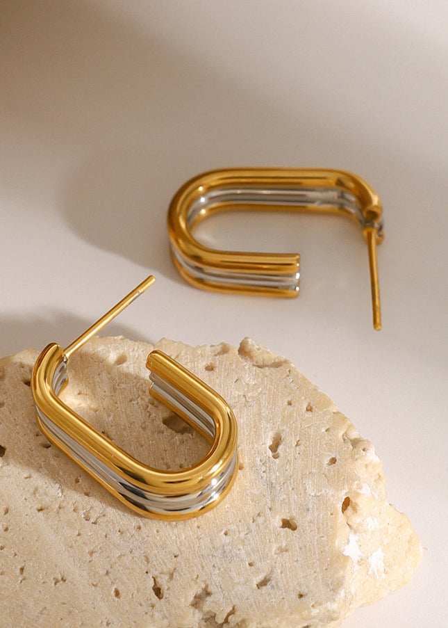 Jieding stainless steel contrast earrings, high-end ins, studs, titanium steel earrings, European and American cross-border non-fading jewelry