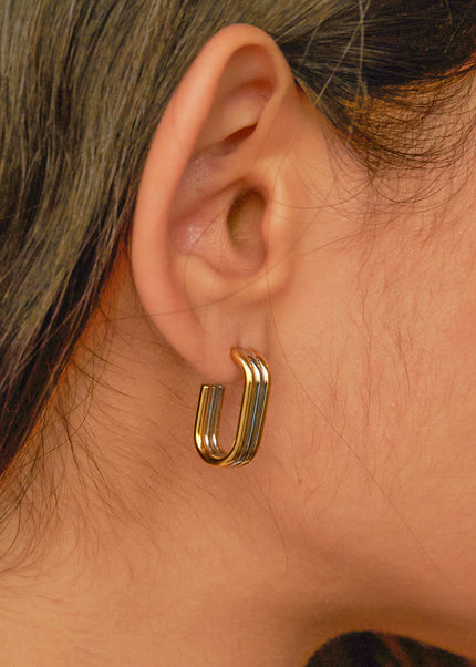 Jieding stainless steel contrast earrings, high-end ins, studs, titanium steel earrings, European and American cross-border non-fading jewelry