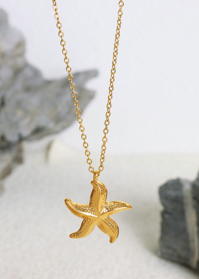 European and American cross-border new fashion resort style niche clavicle necklace starfish pendant 18K gold non-fading necklace women