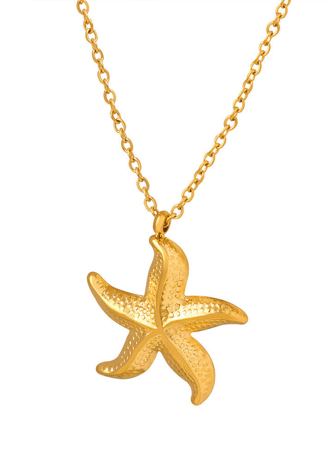 European and American cross-border new fashion resort style niche clavicle necklace starfish pendant 18K gold non-fading necklace women
