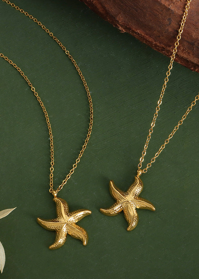 European and American cross-border new fashion resort style niche clavicle necklace starfish pendant 18K gold non-fading necklace women