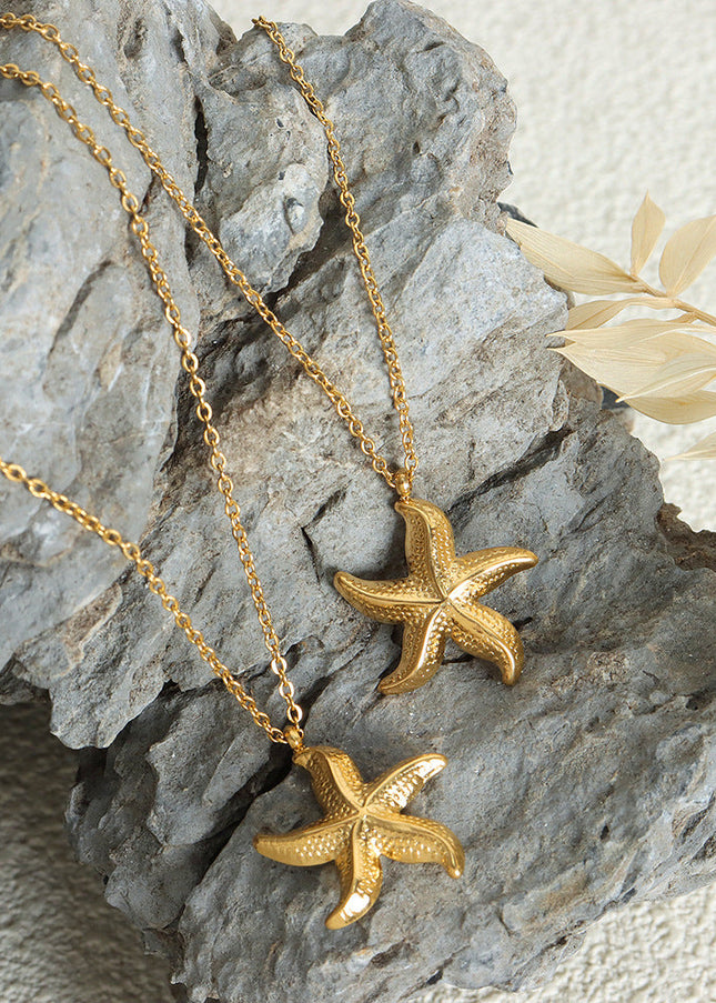 European and American cross-border new fashion resort style niche clavicle necklace starfish pendant 18K gold non-fading necklace women
