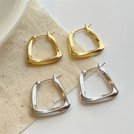 SOUVOIR Silver 14K Gold Plated Earrings Minimal Earrings | Gold Silver Distressed Cute Hoop Earrings