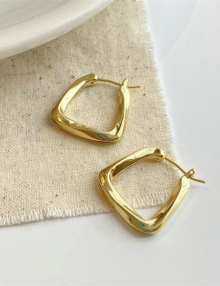 SOUVOIR Gold 14K Gold Plated Earrings Minimal Earrings | Gold Silver Distressed Cute Hoop Earrings