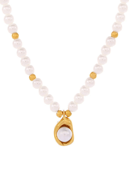 Mystery Li light luxury Shi Jia shell beads beaded handmade necklace female titanium steel plated 18k gold sweet clavicle chain spot wholesale