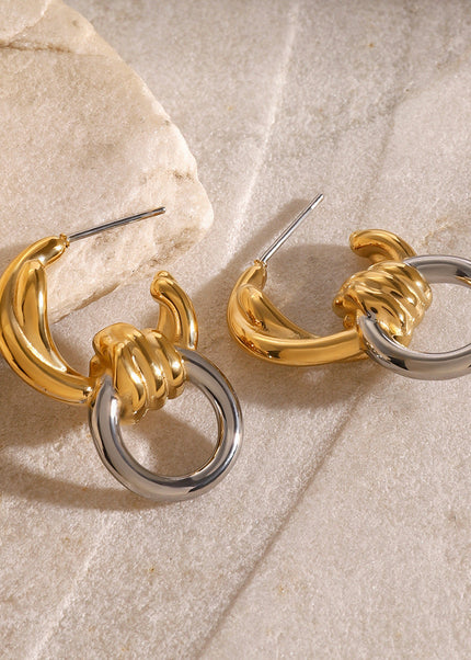 Jieding European and American stainless steel color-blocked circle pendant earrings premium earrings titanium steel earrings cross-border earrings