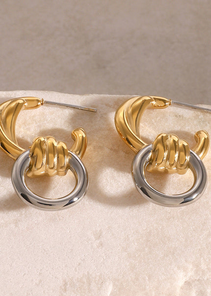 Jieding European and American stainless steel color-blocked circle pendant earrings premium earrings titanium steel earrings cross-border earrings