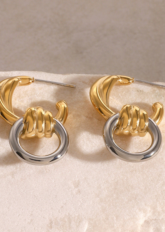 Jieding European and American stainless steel color-blocked circle pendant earrings premium earrings titanium steel earrings cross-border earrings