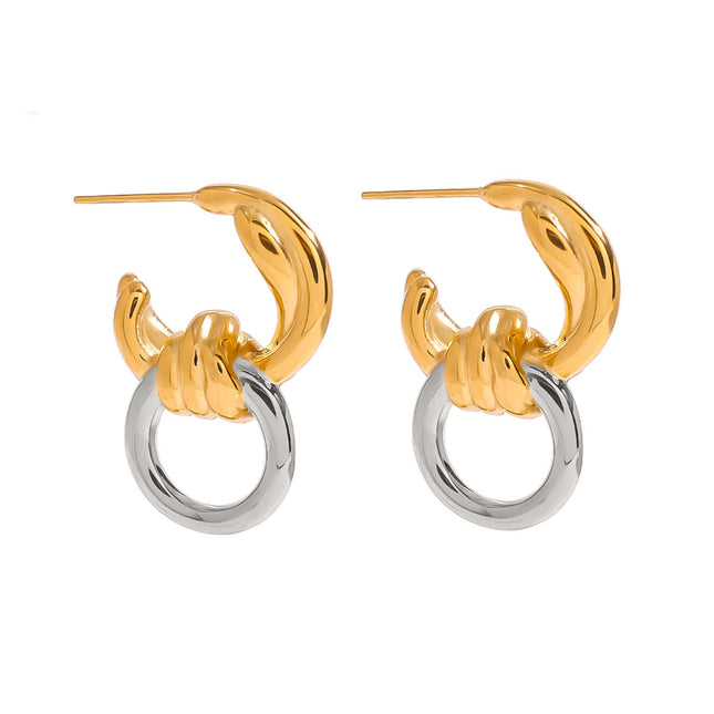 Jieding European and American stainless steel color-blocked circle pendant earrings premium earrings titanium steel earrings cross-border earrings