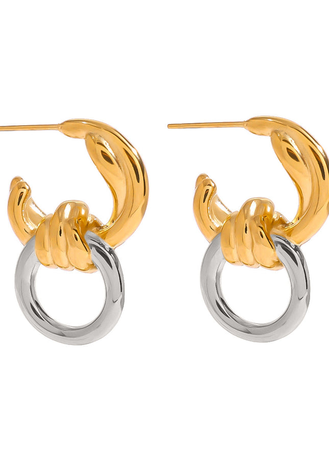 Jieding European and American stainless steel color-blocked circle pendant earrings premium earrings titanium steel earrings cross-border earrings