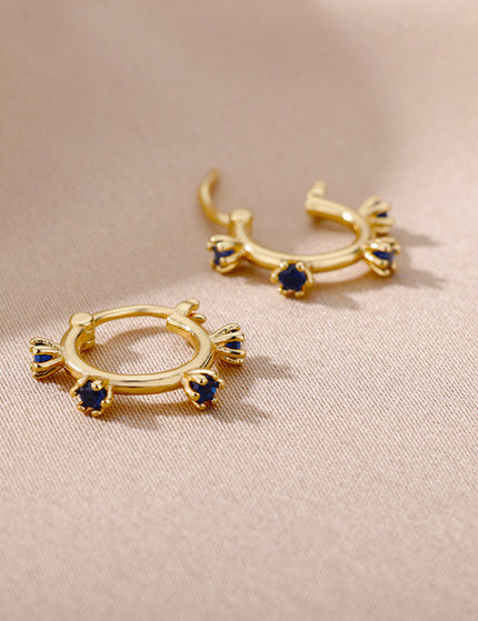 SOUVOIR Blue SOUVOIR Earrings Monaco Earrings | Gold Red Stone Zirconia Simple Hoop Earrings