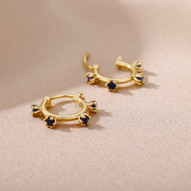 SOUVOIR Blue SOUVOIR Earrings Monaco Earrings | Gold Red Stone Zirconia Simple Hoop Earrings