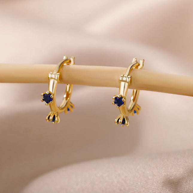 SOUVOIR SOUVOIR Earrings Monaco Earrings | Gold Red Stone Zirconia Simple Hoop Earrings